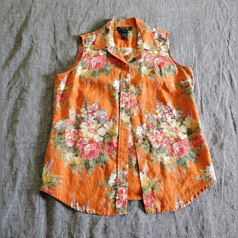Petite M Lauren Ralph Lauren Floral 100% linen